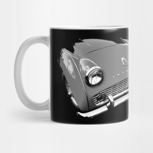 Triumph TR3 British 1950s classic car front quarter monochrome Mug